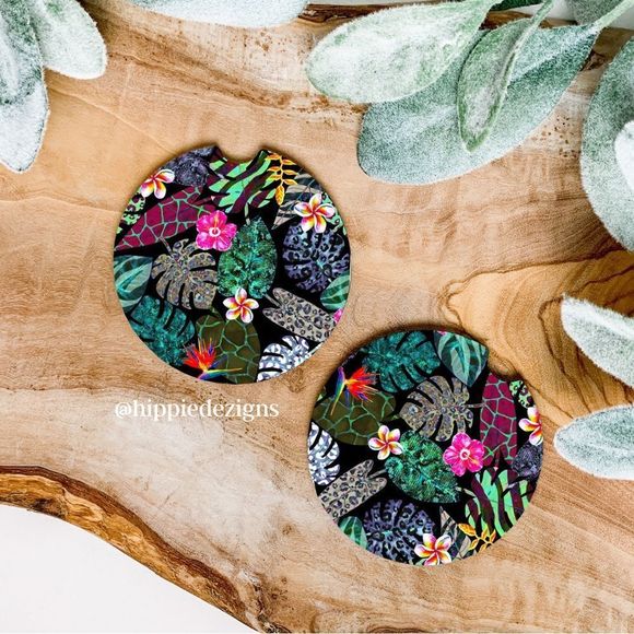 Animal Print Plant Car Coaster Set |  Plant Coaster Set - Picture 1 of 9